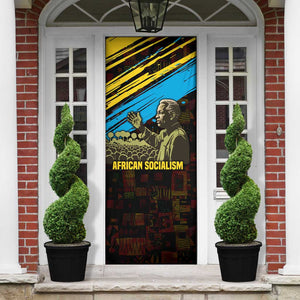 Julius Nyerere Door Cover Ujamaa African Socialism Text and Bold Striped Pattern - African Pride