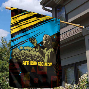 Julius Nyerere Garden Flag Ujamaa African Socialism Text and Bold Striped Pattern - African Pride