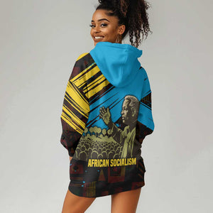Julius Nyerere Hoodie Dress Ujamaa African Socialism Text and Bold Striped Pattern - African Pride