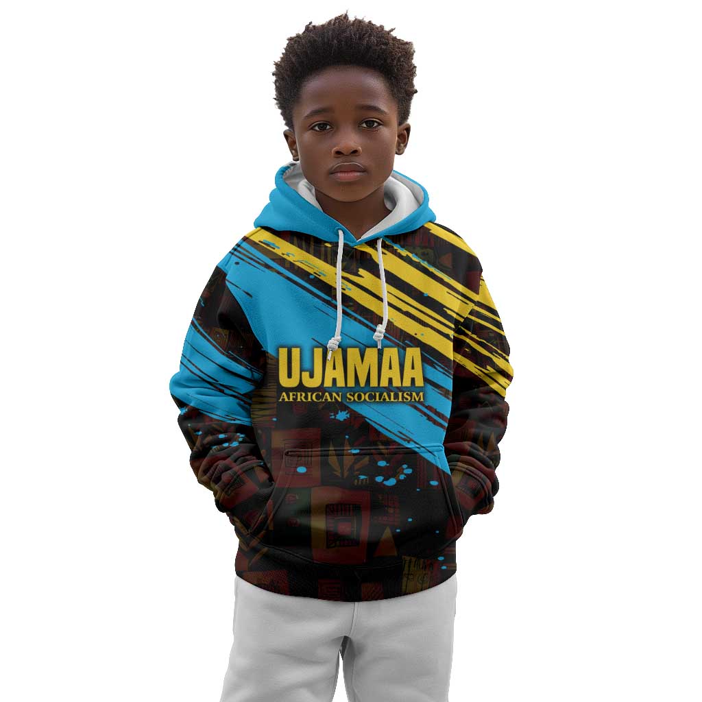 Julius Nyerere Kid Hoodie Ujamaa African Socialism Text and Bold Striped Pattern - African Pride