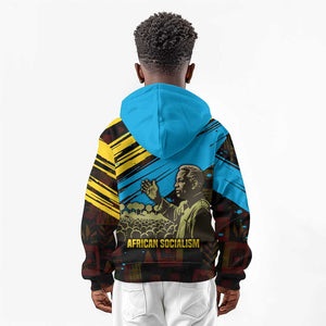 Julius Nyerere Kid Hoodie Ujamaa African Socialism Text and Bold Striped Pattern - African Pride
