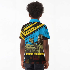 Julius Nyerere Kid Polo Shirt Ujamaa African Socialism Text and Bold Striped Pattern - African Pride
