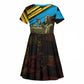 Julius Nyerere Kid Short Sleeve Dress Ujamaa African Socialism Text and Bold Striped Pattern - African Pride