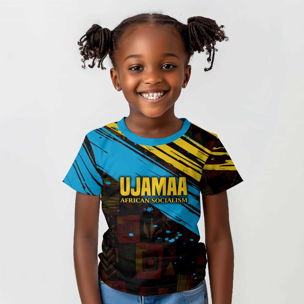 Julius Nyerere Kid T shirt Ujamaa African Socialism Text and Bold Striped Pattern - African Pride