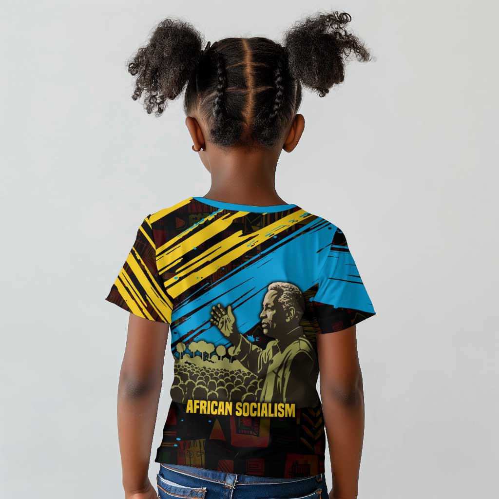 Julius Nyerere Kid T shirt Ujamaa African Socialism Text and Bold Striped Pattern - African Pride