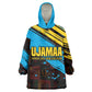 Julius Nyerere Kid Wearable Blanket Hoodie Ujamaa African Socialism Text and Bold Striped Pattern - African Pride