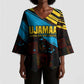 Julius Nyerere Kimono Sleeve Blouse Ujamaa African Socialism Text and Bold Striped Pattern - African Pride
