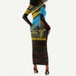 Julius Nyerere Long Sleeve Bodycon Dress Ujamaa African Socialism Text and Bold Striped Pattern - African Pride