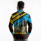 Julius Nyerere Long Sleeve Polo Shirt Ujamaa African Socialism Text and Bold Striped Pattern - African Pride