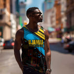 Julius Nyerere Men Tank Top Ujamaa African Socialism Text and Bold Striped Pattern - African Pride