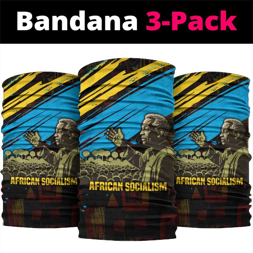 Julius Nyerere Neck Gaiter Ujamaa African Socialism Text and Bold Striped Pattern - African Pride