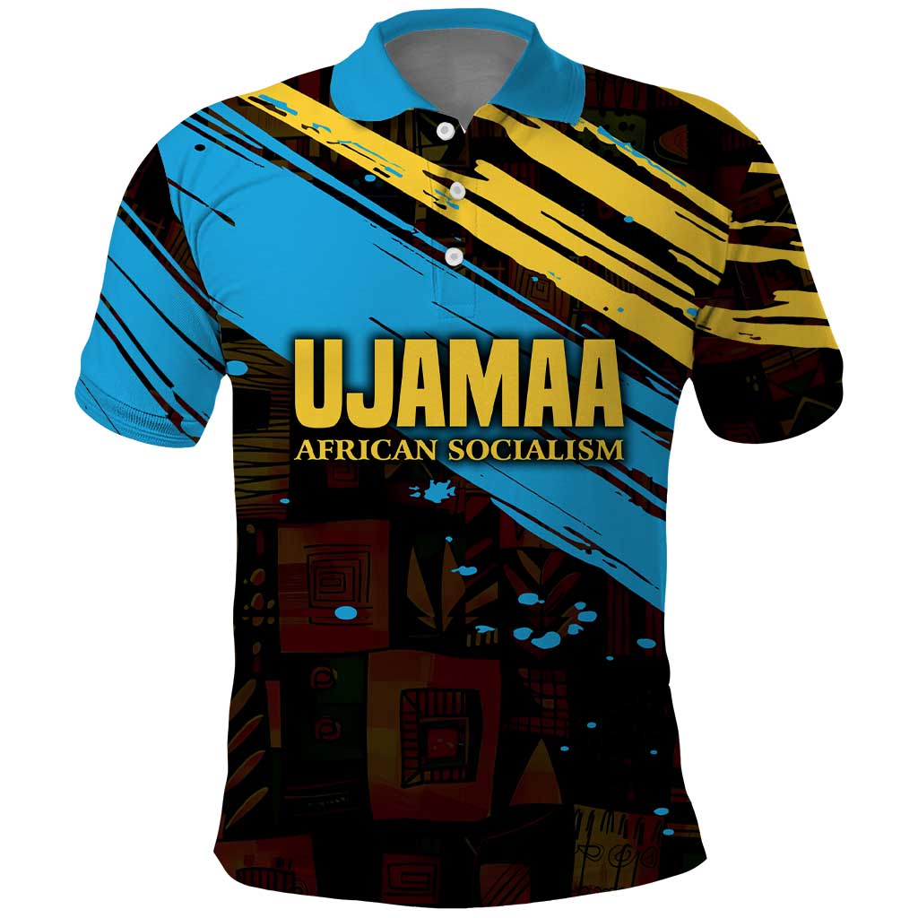 Julius Nyerere Polo Shirt Ujamaa African Socialism Text and Bold Striped Pattern - African Pride