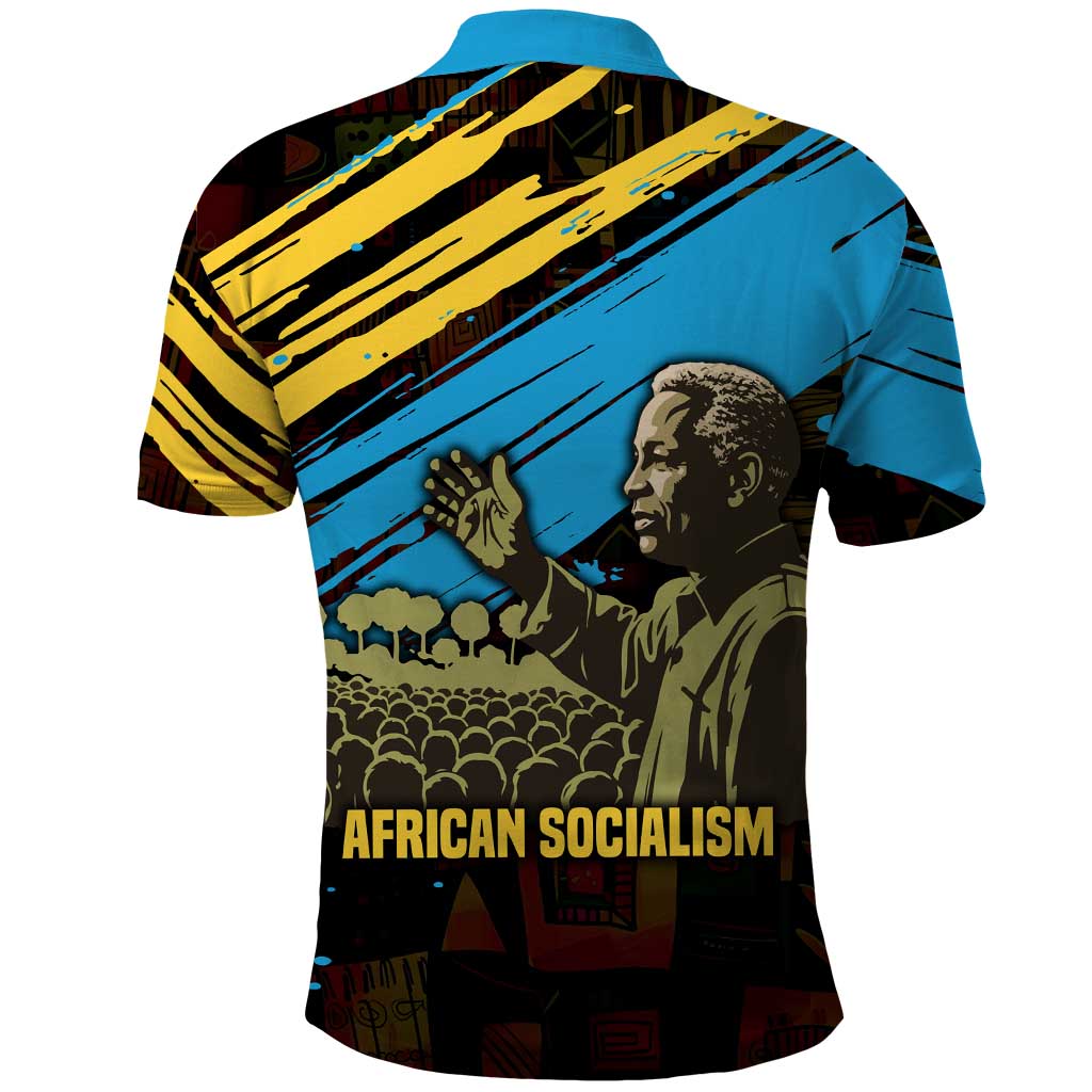 Julius Nyerere Polo Shirt Ujamaa African Socialism Text and Bold Striped Pattern - African Pride