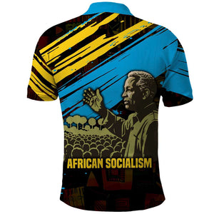 Julius Nyerere Polo Shirt Ujamaa African Socialism Text and Bold Striped Pattern - African Pride