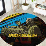 Julius Nyerere Round Carpet Ujamaa African Socialism Text and Bold Striped Pattern - African Pride