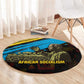 Julius Nyerere Round Carpet Ujamaa African Socialism Text and Bold Striped Pattern - African Pride