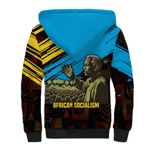 Julius Nyerere Sherpa Hoodie Ujamaa African Socialism Text and Bold Striped Pattern - African Pride