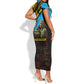Julius Nyerere Short Sleeve Bodycon Dress Ujamaa African Socialism Text and Bold Striped Pattern - African Pride