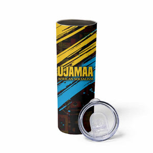 Julius Nyerere Skinny Tumbler Ujamaa African Socialism Text and Bold Striped Pattern - African Pride