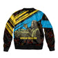 Julius Nyerere Sleeve Zip Bomber Jacket Ujamaa African Socialism Text and Bold Striped Pattern - African Pride