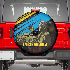 Julius Nyerere Spare Tire Cover Ujamaa African Socialism Text and Bold Striped Pattern - African Pride