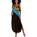 Julius Nyerere Summer Maxi Dress Ujamaa African Socialism Text and Bold Striped Pattern - African Pride