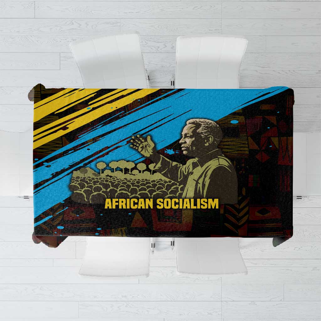 Julius Nyerere Tablecloth Ujamaa African Socialism Text and Bold Striped Pattern - African Pride