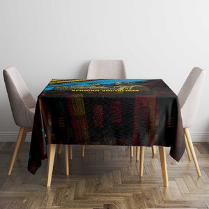 Julius Nyerere Tablecloth Ujamaa African Socialism Text and Bold Striped Pattern - African Pride