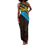 Julius Nyerere Tank Maxi Dress Ujamaa African Socialism Text and Bold Striped Pattern - African Pride