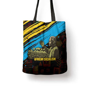 Julius Nyerere Tote Bag Ujamaa African Socialism Text and Bold Striped Pattern - African Pride