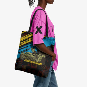Julius Nyerere Tote Bag Ujamaa African Socialism Text and Bold Striped Pattern - African Pride