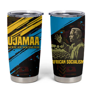 Julius Nyerere Tumbler Cup Ujamaa African Socialism Text and Bold Striped Pattern - African Pride