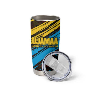 Julius Nyerere Tumbler Cup Ujamaa African Socialism Text and Bold Striped Pattern - African Pride