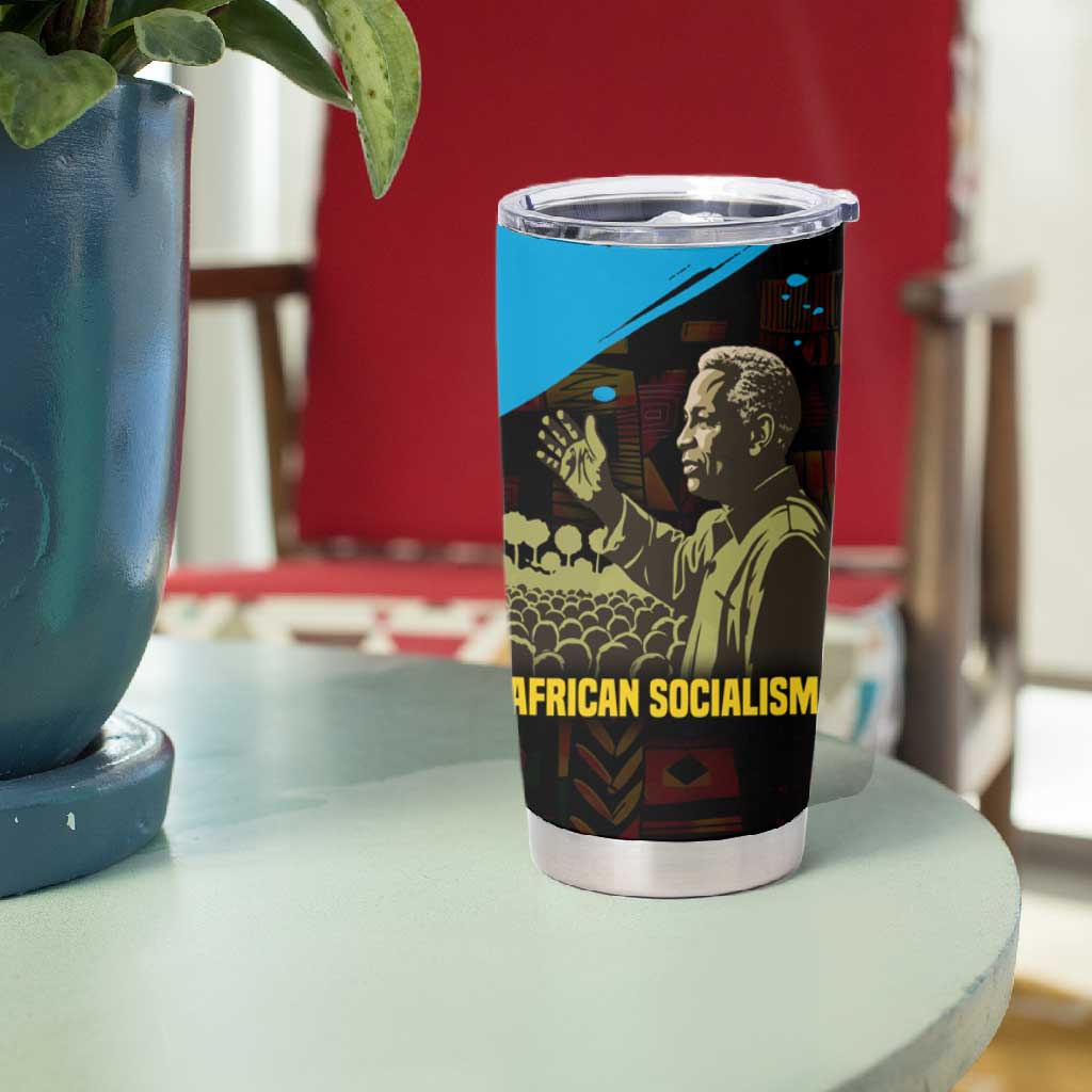 Julius Nyerere Tumbler Cup Ujamaa African Socialism Text and Bold Striped Pattern - African Pride