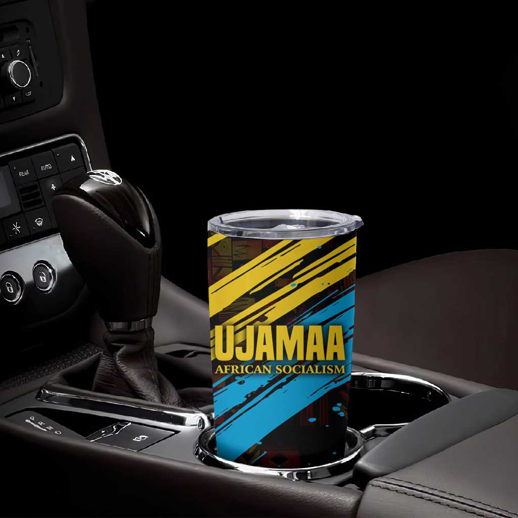 Julius Nyerere Tumbler Cup Ujamaa African Socialism Text and Bold Striped Pattern - African Pride
