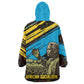 Julius Nyerere Wearable Blanket Hoodie Ujamaa African Socialism Text and Bold Striped Pattern - African Pride