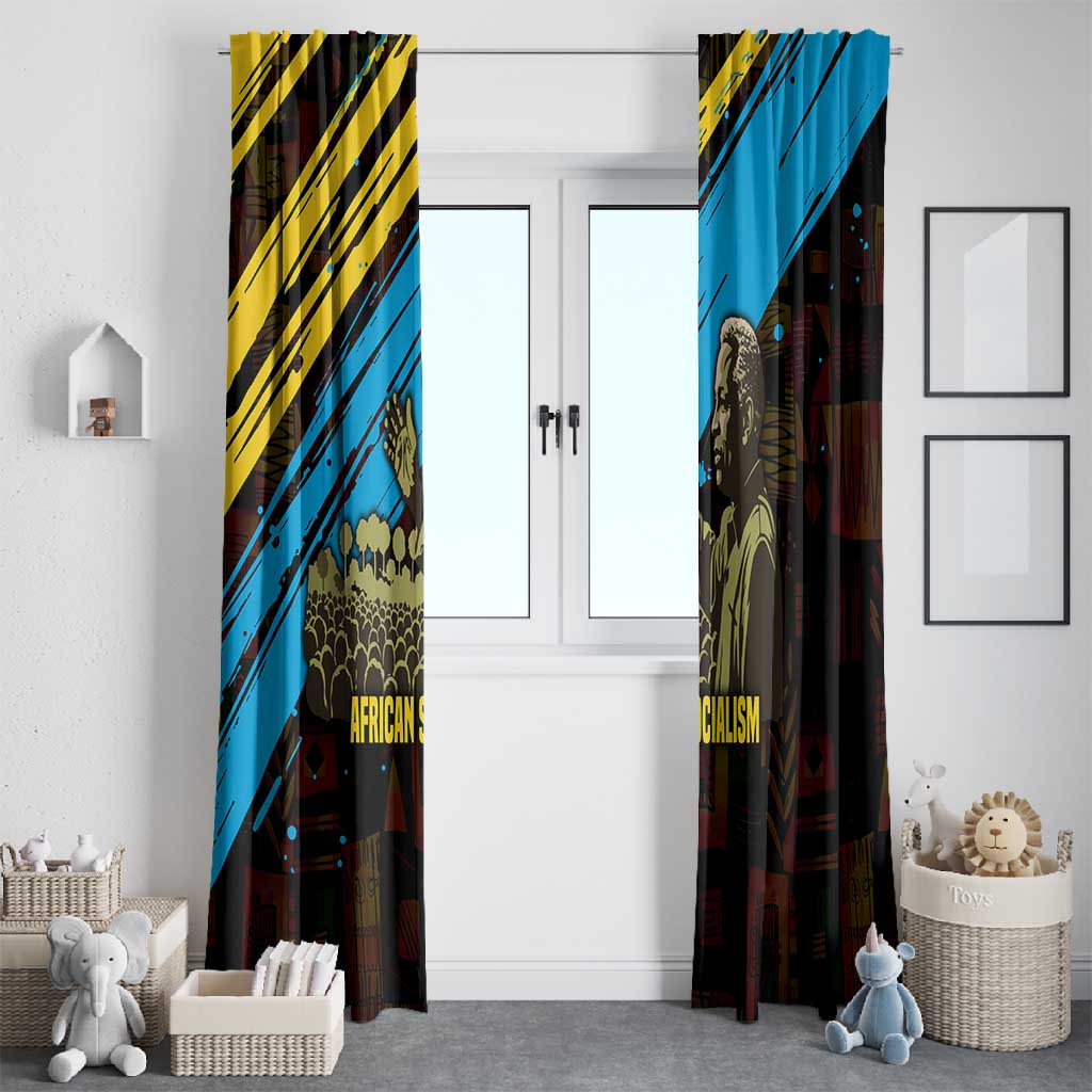 Julius Nyerere Window Curtain Ujamaa African Socialism Text and Bold Striped Pattern - African Pride