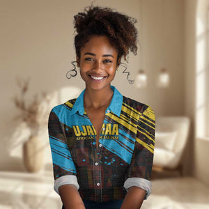 Julius Nyerere Women Casual Shirt Ujamaa African Socialism Text and Bold Striped Pattern - African Pride