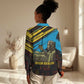 Julius Nyerere Women Casual Shirt Ujamaa African Socialism Text and Bold Striped Pattern - African Pride