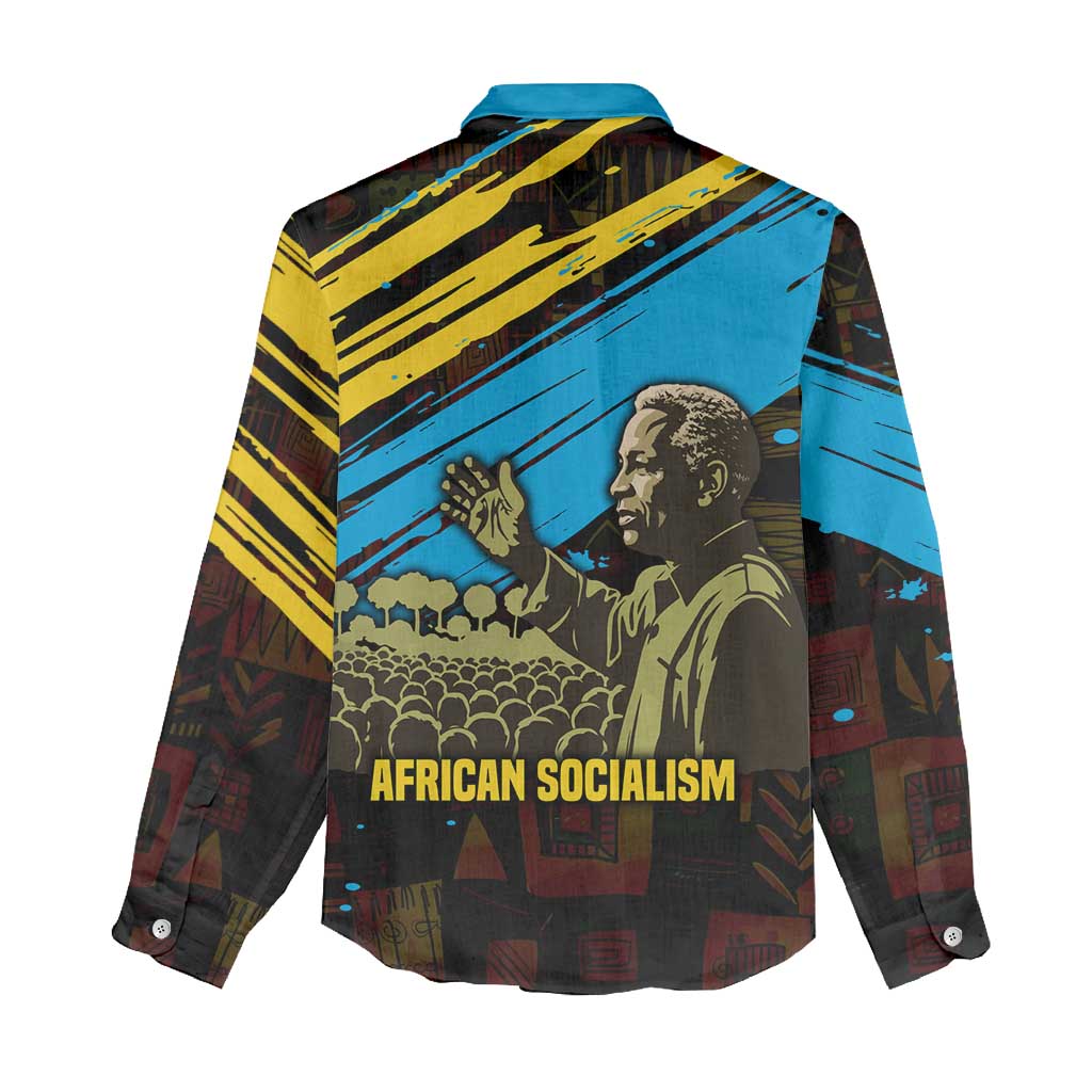 Julius Nyerere Women Casual Shirt Ujamaa African Socialism Text and Bold Striped Pattern - African Pride