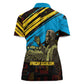 Julius Nyerere Women Polo Shirt Ujamaa African Socialism Text and Bold Striped Pattern - African Pride