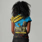 Julius Nyerere Women V-Neck T-Shirt Ujamaa African Socialism Text and Bold Striped Pattern - African Pride