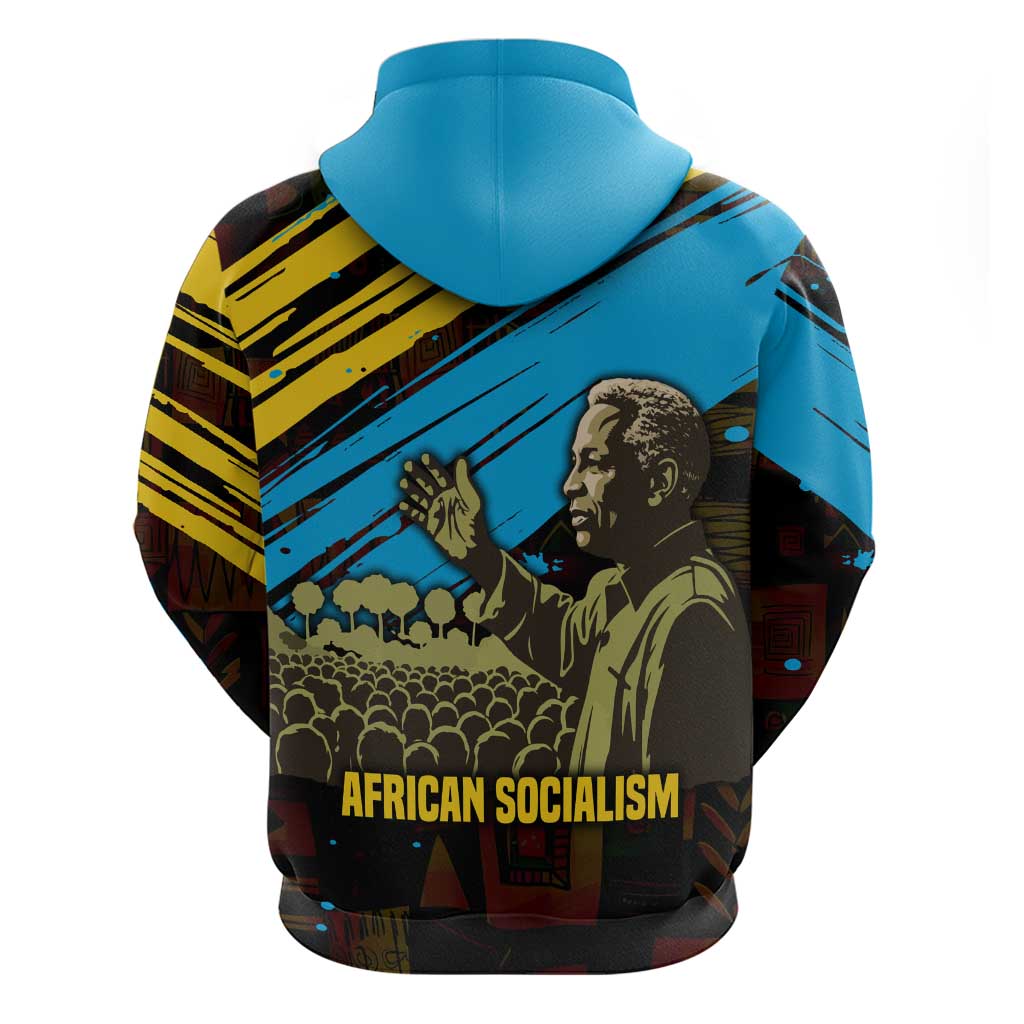 Julius Nyerere Zip Hoodie Ujamaa African Socialism Text and Bold Striped Pattern - African Pride
