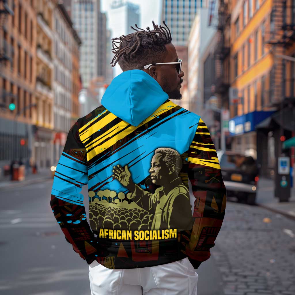 Julius Nyerere Zip Hoodie Ujamaa African Socialism Text and Bold Striped Pattern - African Pride