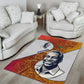 Julius Nyerere Area Rug with Smiling Portrait, Tribal Pattern and Simplicity is Power Quote - African Pride