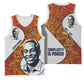 Julius Nyerere Basketball Jersey with Smiling Portrait, Tribal Pattern and Simplicity is Power Quote - African Pride