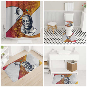 Julius Nyerere Bathroom Set with Smiling Portrait, Tribal Pattern and Simplicity is Power Quote - African Pride