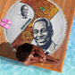 Julius Nyerere Beach Blanket with Smiling Portrait, Tribal Pattern and Simplicity is Power Quote - African Pride