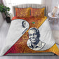 Julius Nyerere Bedding Set with Smiling Portrait, Tribal Pattern and Simplicity is Power Quote - African Pride