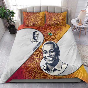 Julius Nyerere Bedding Set with Smiling Portrait, Tribal Pattern and Simplicity is Power Quote - African Pride